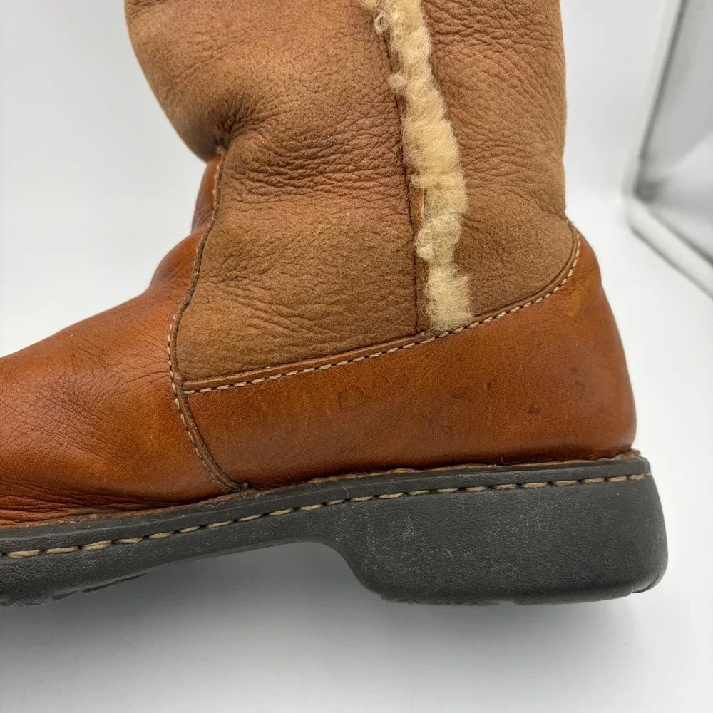 Born‎ Oakdale Tall Boots Brown Leather Shearling Sherpa Riding Knee High 7.5